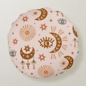 天の目、月、太陽のパターン。 ラウンドクッション (裏面)