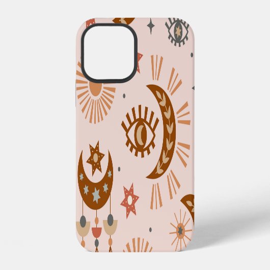 天の目、月、太陽のパターン。 iPhoneケース (裏面)