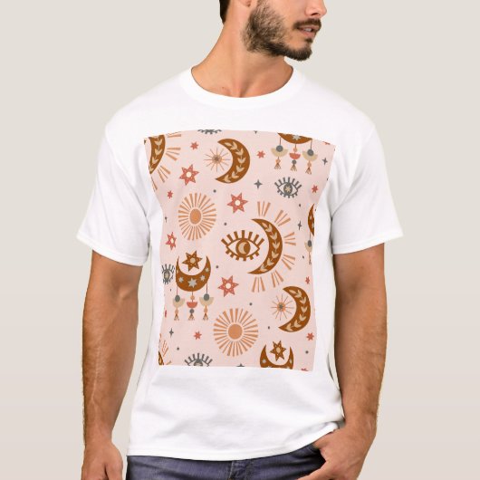 天の目、月、太陽のパターン。 Tシャツ (正面)