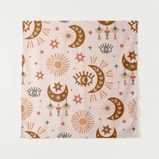 天の目、月、太陽の継ぎ目のない模様 タペストリー (正面)