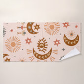 天の目、月、太陽の継ぎ目のない模様 バスタオル (バスタオル)