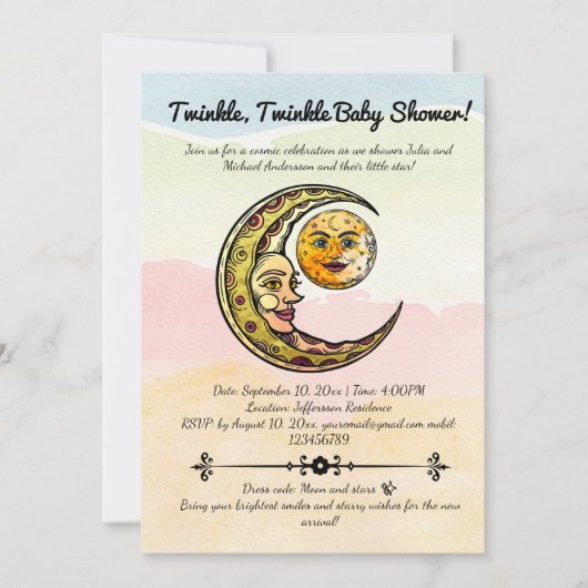 天の祝福: 我が家の小さな星を迎える 招待状 (正面)
