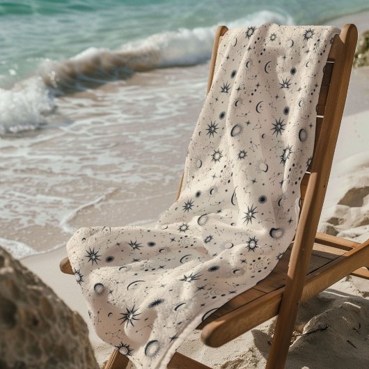 天の神秘的なシームレスパターン ビーチタオル