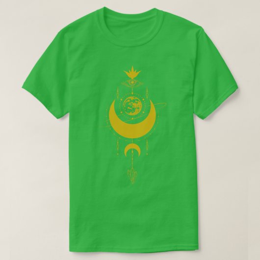 天の神秘的な三日月 Tシャツ (デザイン正面)
