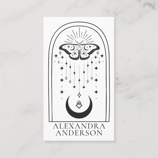 天の神秘的な密教の蛾と月のスピリチュアル 名刺 (正面)