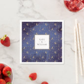 天の神秘的な星と月結婚の スタンダードカクテルナプキン (インサイチュ)