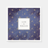 天の神秘的な星と月結婚の スタンダードカクテルナプキン (正面)