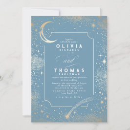 天の神秘的な星ムーンダスティブルー結婚ズ 招待状
