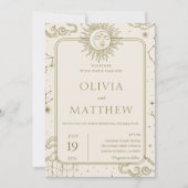 天の神秘的な星空の夜の結婚月 招待状 (正面)