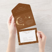 天の神秘的な月と星の光輪のウェディング オールインワン招待状 (貼ってはがせる)