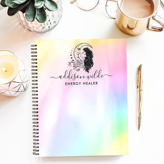 天の神秘的な月の女神の虹パーソナライズされた ノートブック