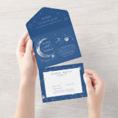 天の神秘的な月の星ハロー結婚の オールインワン招待状 (貼ってはがせる)