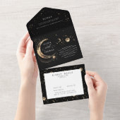 天の神秘的な月の星ハロー結婚の オールインワン招待状 (貼ってはがせる)