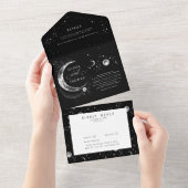 天の神秘的な月の星ハロー結婚の オールインワン招待状 (貼ってはがせる)