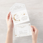 天の神秘的な月の星ハロー結婚の オールインワン招待状 (貼ってはがせる)