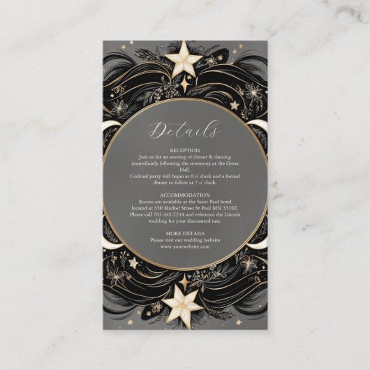 天の神秘的な月の星空の夜ボホ結婚の エンクロージャーカード (正面)