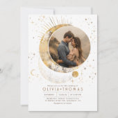 天の神秘的な月の星空の夜結婚の写真 招待状 (正面)