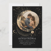 天の神秘的な月の星空の夜結婚の写真 招待状 (正面)