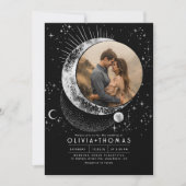 天の神秘的な月の星空の夜結婚の写真 招待状 (正面)