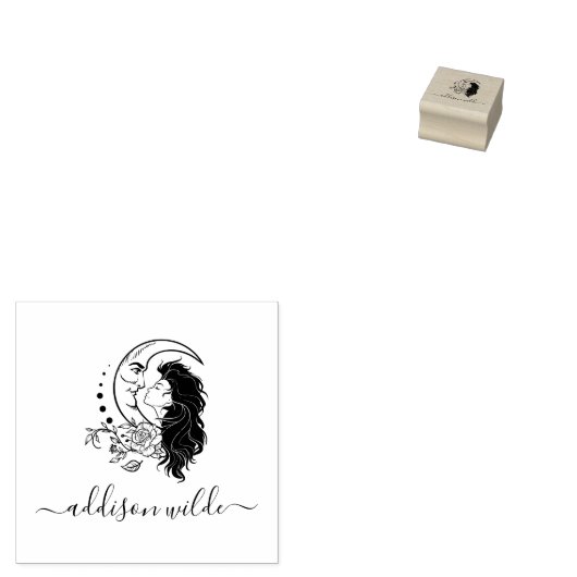 天の神秘的な月の神の名パーソナライズされた前 ラバースタンプ (押印)