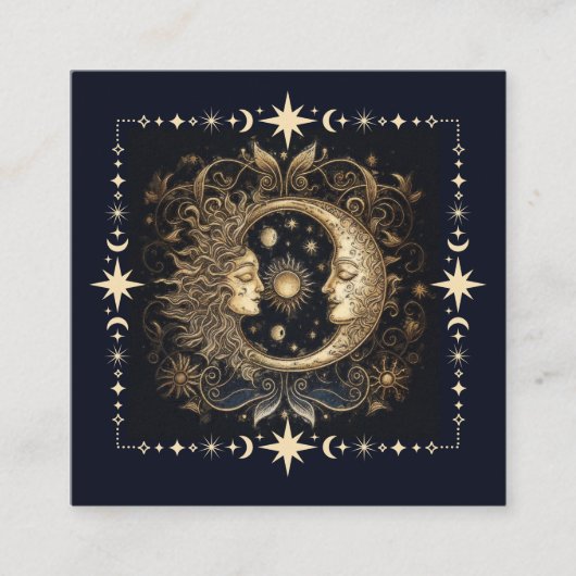 天の神秘的な月 スクエア名刺 (正面)