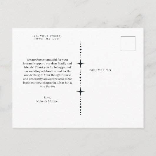 天の神秘的な要素ありがとうはがき インビテーションポストカード (裏面)