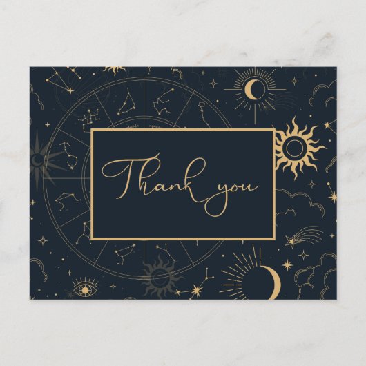 天の神秘的な要素ありがとうはがき インビテーションポストカード (正面)