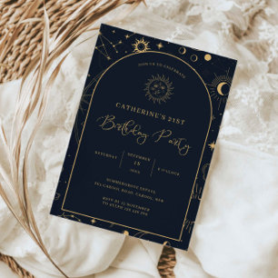 天の神秘的な要素スターサイン21歳の誕生日 招待状