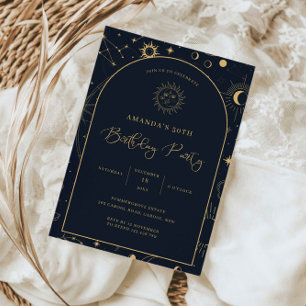 天の神秘的な要素スターサイン50歳の誕生日 招待状
