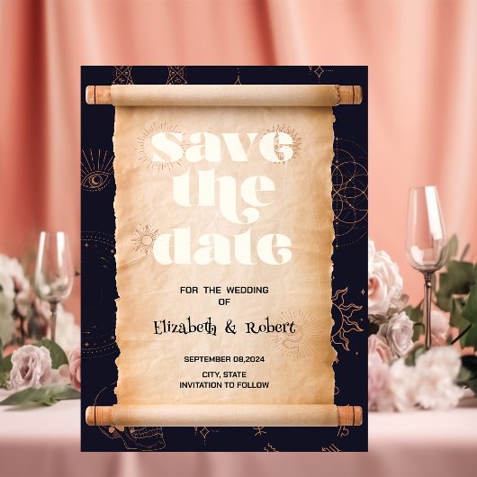 天の神秘的な要素ハロウィーン日付を保存 セーブザデート