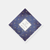 天の神秘的な金ゴールドの月と星結婚の スタンダードカクテルナプキン (角)