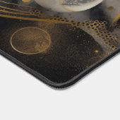天の神秘的な黒い金ゴールドパーソナライズされた名 デスクマット (コーナー)