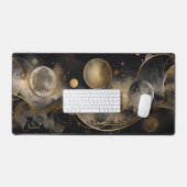 天の神秘的な黒い金ゴールドパーソナライズされた名 デスクマット (キーボード&マウス)