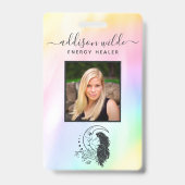 天の神秘 月の女神 レインボー フォトID バッジ (正面)