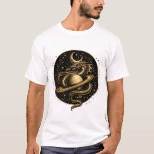 天の竜 土星 ファンタジー スペース アート Tシャツ