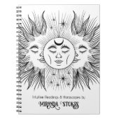 天の精霊 太陽と月 モノクロ おしゃれ ノートブック (正面)