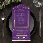 天の紫金色の太陽 月 星 満天の夜 オールインワン招待状