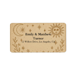 天の結婚式太陽と月のデザイン ラベル