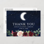 天の結婚式 空 月 星 花の感謝 ポストカード (正面/裏面)