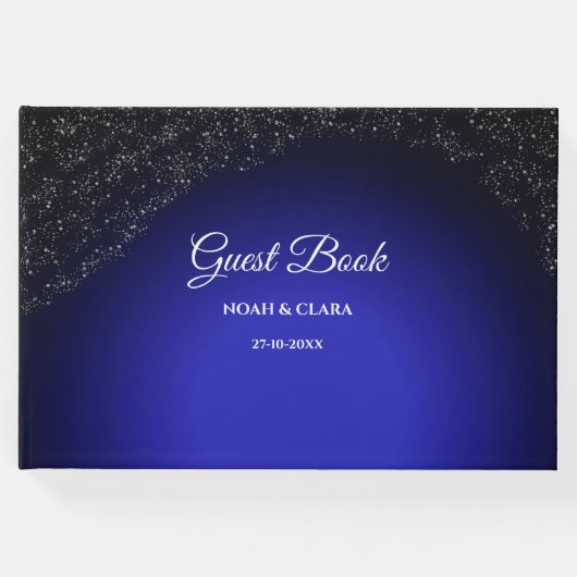 天の結婚 満月 & 星々 真夜中の青 ゲストブック (正面)