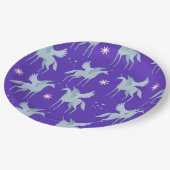 天の美しいブルーペガサス紫の背景 ペーパープレート (アングル)