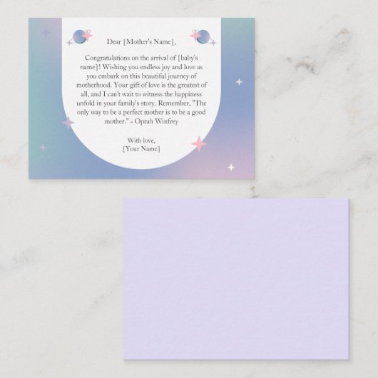 天の至福の赤ちゃんシャワーおめでとうカード ノートカード (正面/裏面)