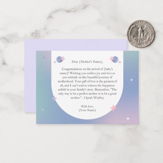 天の至福の赤ちゃんシャワーおめでとうカード ノートカード (正面/裏面インサイチュ)