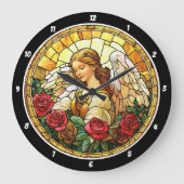 天の花ステンドグラス天使フローラ壁 ラージ壁時計 (正面)