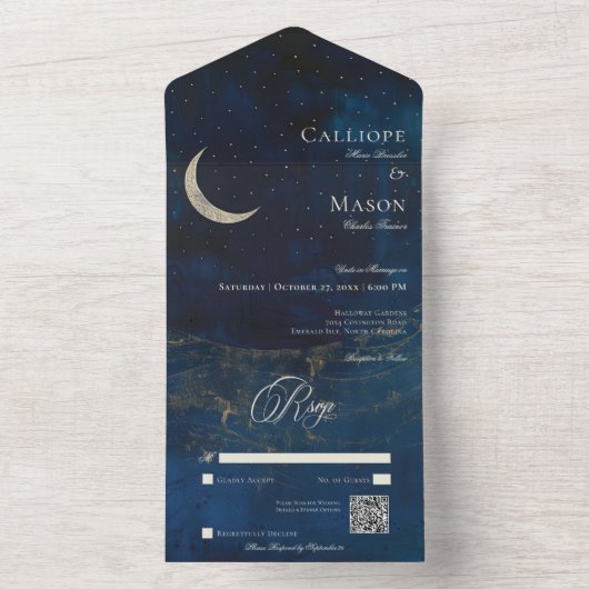 天の蒼き三日月 結婚QRコード オールインワン招待状 (内側)