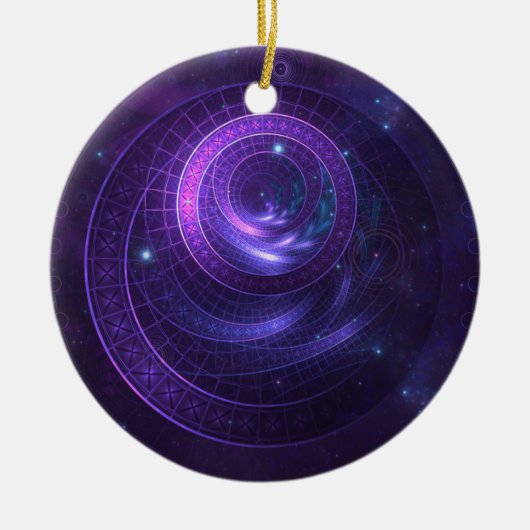 天の虫穴の紫と青の幾何学 セラミックオーナメント (正面)