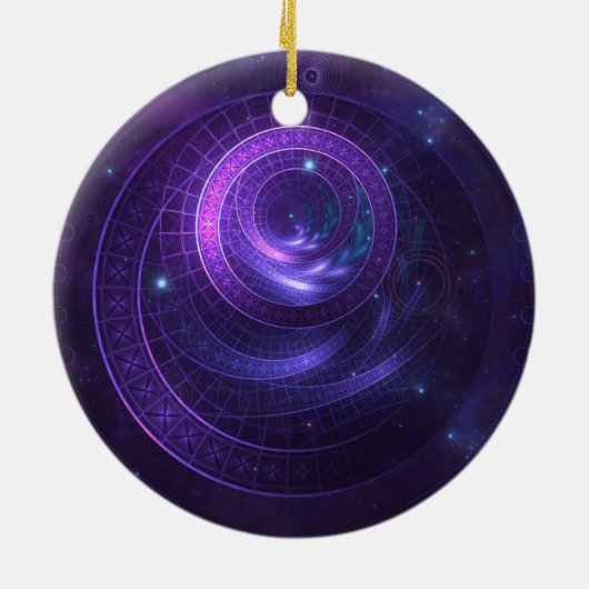 天の虫穴の紫と青の幾何学 セラミックオーナメント (裏面)