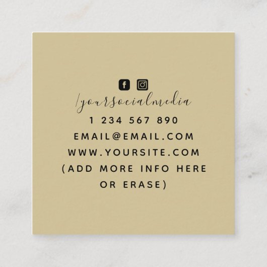 天の蛇月の神秘的なエネルギーヒーラー輝く スクエア名刺 (裏面)