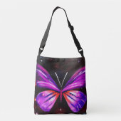 天の蝶の黒い背景 クロスボディバッグ (裏面)