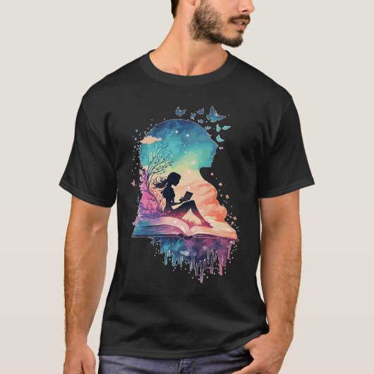 天の読妖精の本ファンタジー小説 Tシャツ (正面)